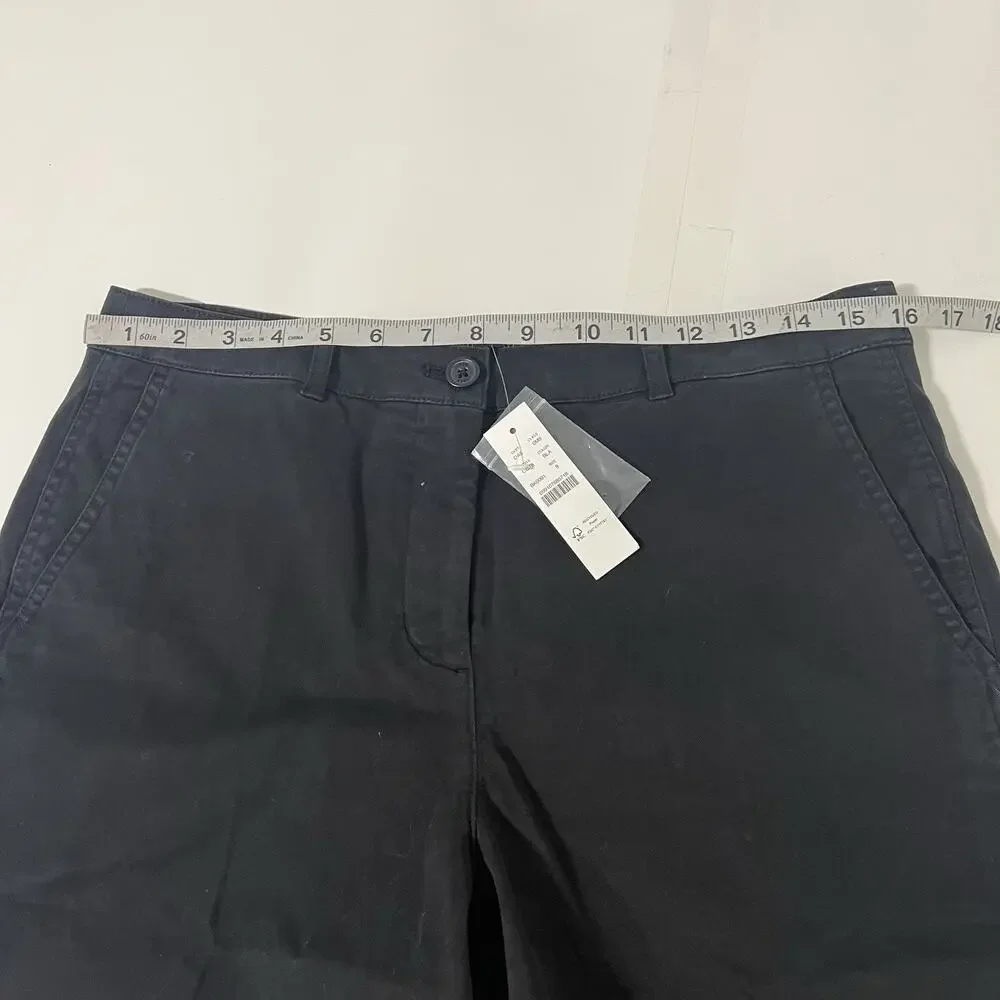 NWT J Crew Heritage 7” Shorts Cotton Chino Woman Size 8 Black Stretch Preppy